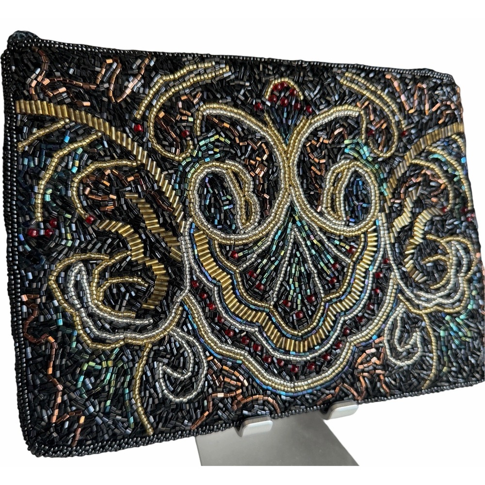 Heavily Beaded Art Deco Evening Bag Purse Glam Style Vtg 80's Cocktail Mervyns